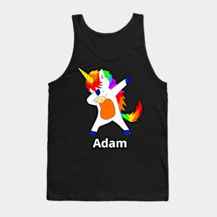 Adam First Name Personalized Dabbing Unicorn Tank Top